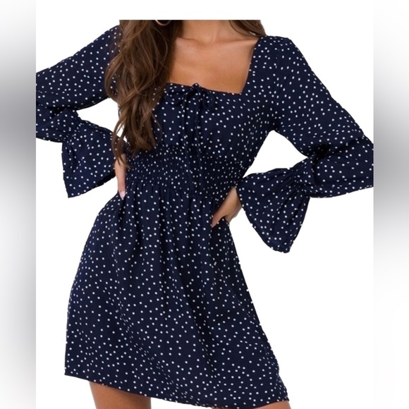 Princess Polly Dresses & Skirts - Princess Polly “Polka Dot Smocked-Waist” Mini Dress | US 4 / AU 8